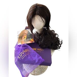 Luvme Hair Two Dark Brown Wigs Wavy Lace Front Wig Straight Shoulder Length Wig